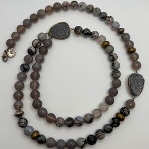 Silpada Sterling Silver‎ & Brass Druzy Ode To Geode Beaded Necklace N3096